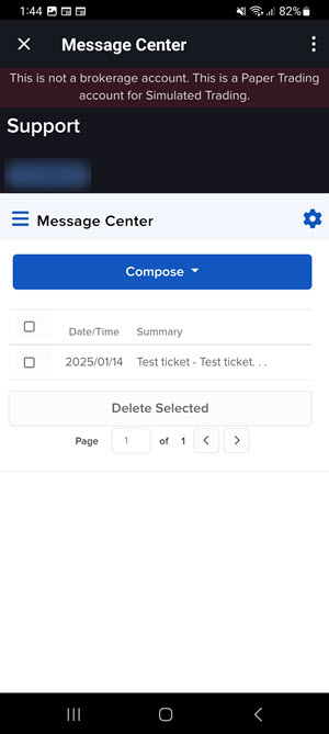 The message center messages on the Android phone. 